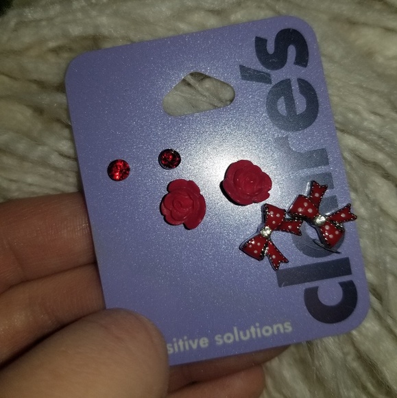 Claire's Accessories Nwt Claires Red Pierced Earrings Poshmark